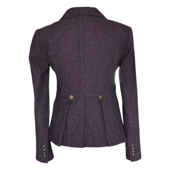 Rebecca Minkoff Sz 4 Nevins Purple Confetti Tweed Look Military Style Blazer - Picture 7 of 11